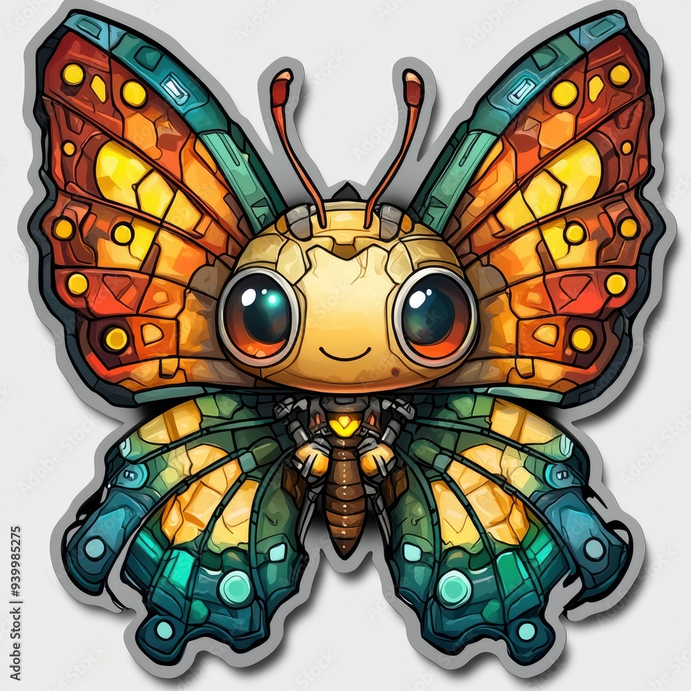 Cute Cartoon Butterfly with Mechanical Wings Cute Cartoon Butterfly with Mechanical Wings