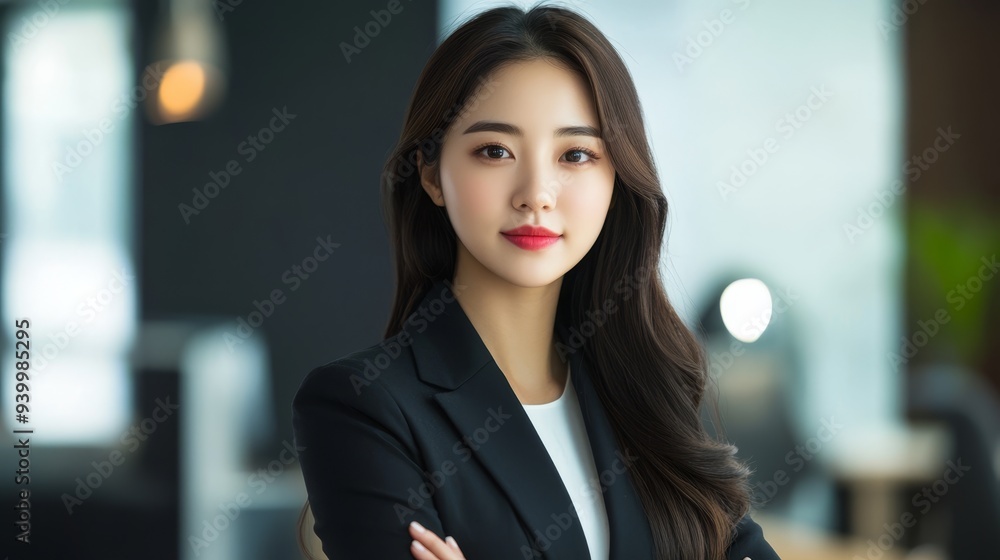 Naklejka premium Korean business woman in office