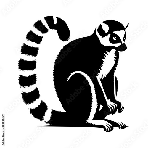 Lemur silhouette, vector black color silhouette 1