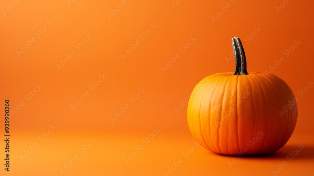 Pumpkin on orange background with copyspace. Autumn background Pumpkin on orange background with copyspace. Autumn background