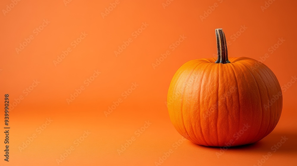 Pumpkin on orange background with copyspace. Autumn background Pumpkin on orange background with copyspace. Autumn background