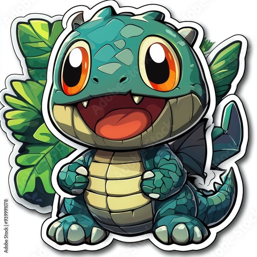 Cute Green Dragon Cartoon Character