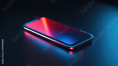 A high-tech smartphone with glowing edges, floating against a dark background