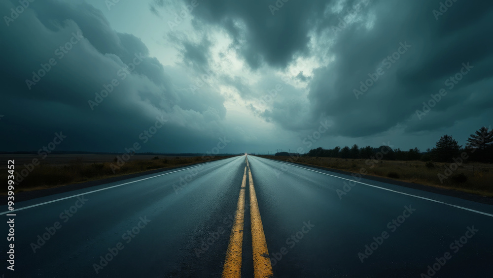 Fototapeta premium Endlose Straße unter bedecktem Himmel