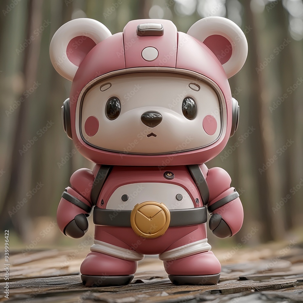 Fototapeta premium Adorable Pink Bear Astronaut Toy