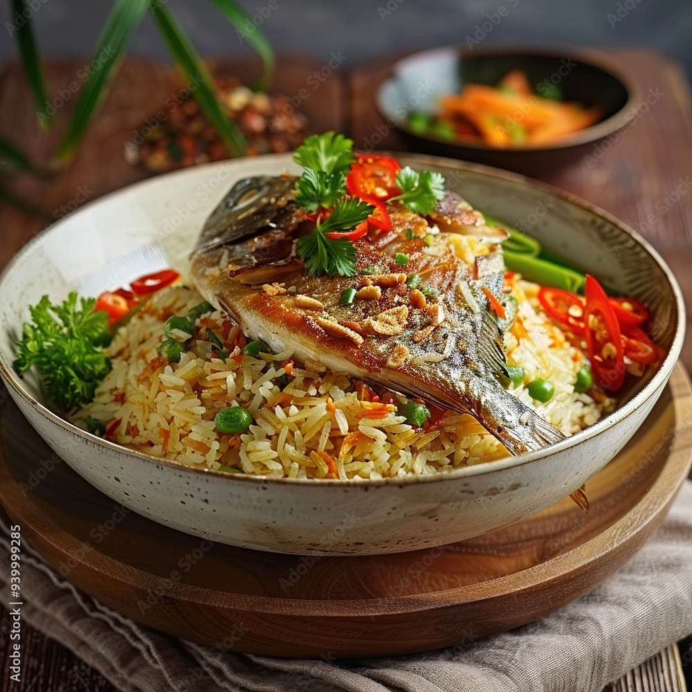 Polo Ba Mahi - Rice with fish. Polo Ba Mahi - Rice with fish.