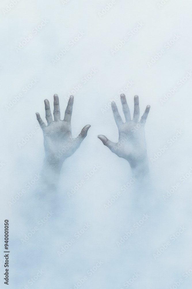 Ethereal hands emerging from a misty watercolor haze, conjuring an atmosphere of intrigue and supernatural allure. Ethereal hands emerging from a misty watercolor haze, conjuring an atmosphere of intrigue and supernatural allure.