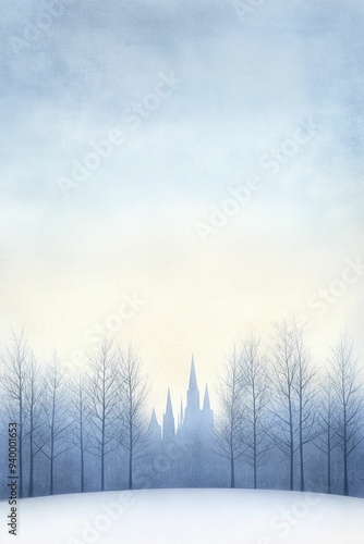 Wallpaper Mural Gothic spires stretching towards a watercolor Christmas sky form a breathtaking scene of winter wonder. Torontodigital.ca