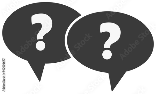 Flat icon of exclamation and question mark in speech bubble isolated on white background.