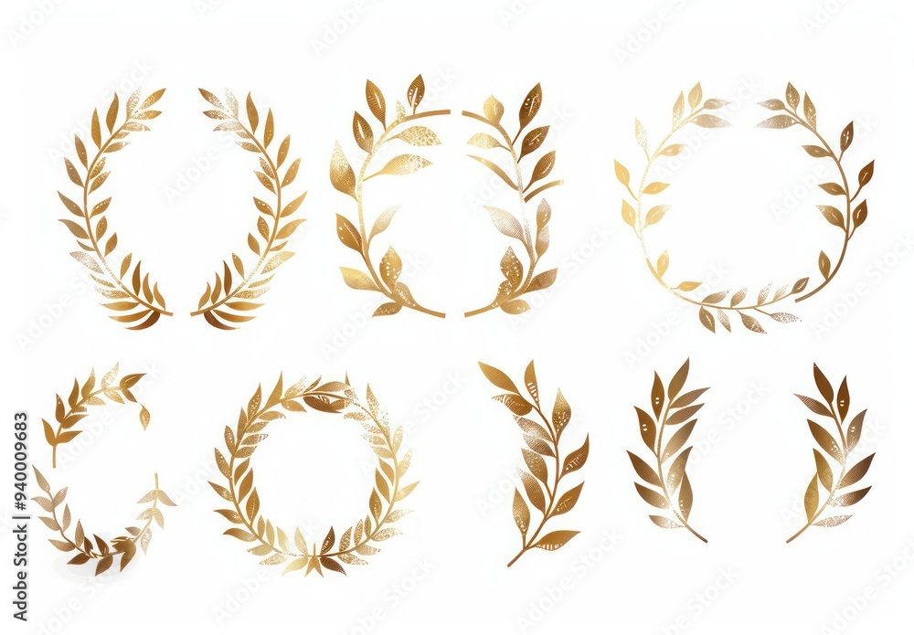 Golden Laurel Wreath Set Golden Laurel Wreath Set
