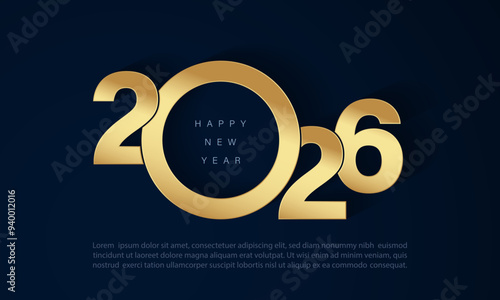 2026 happy new year background banner with illustrations of shiny luxury gold numbers.