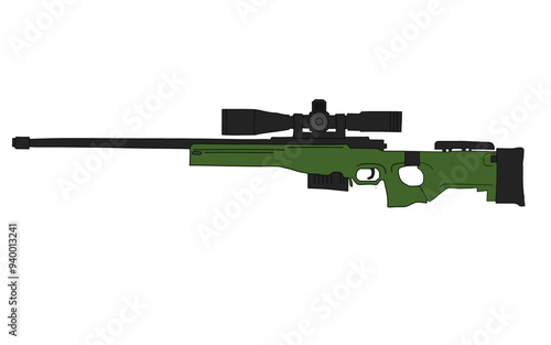 Illustration of AWM sniper rifle isolated on white background 