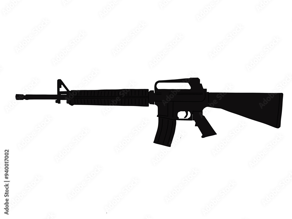 Black silhouette of m16 assault rifle Black silhouette of m16 assault rifle