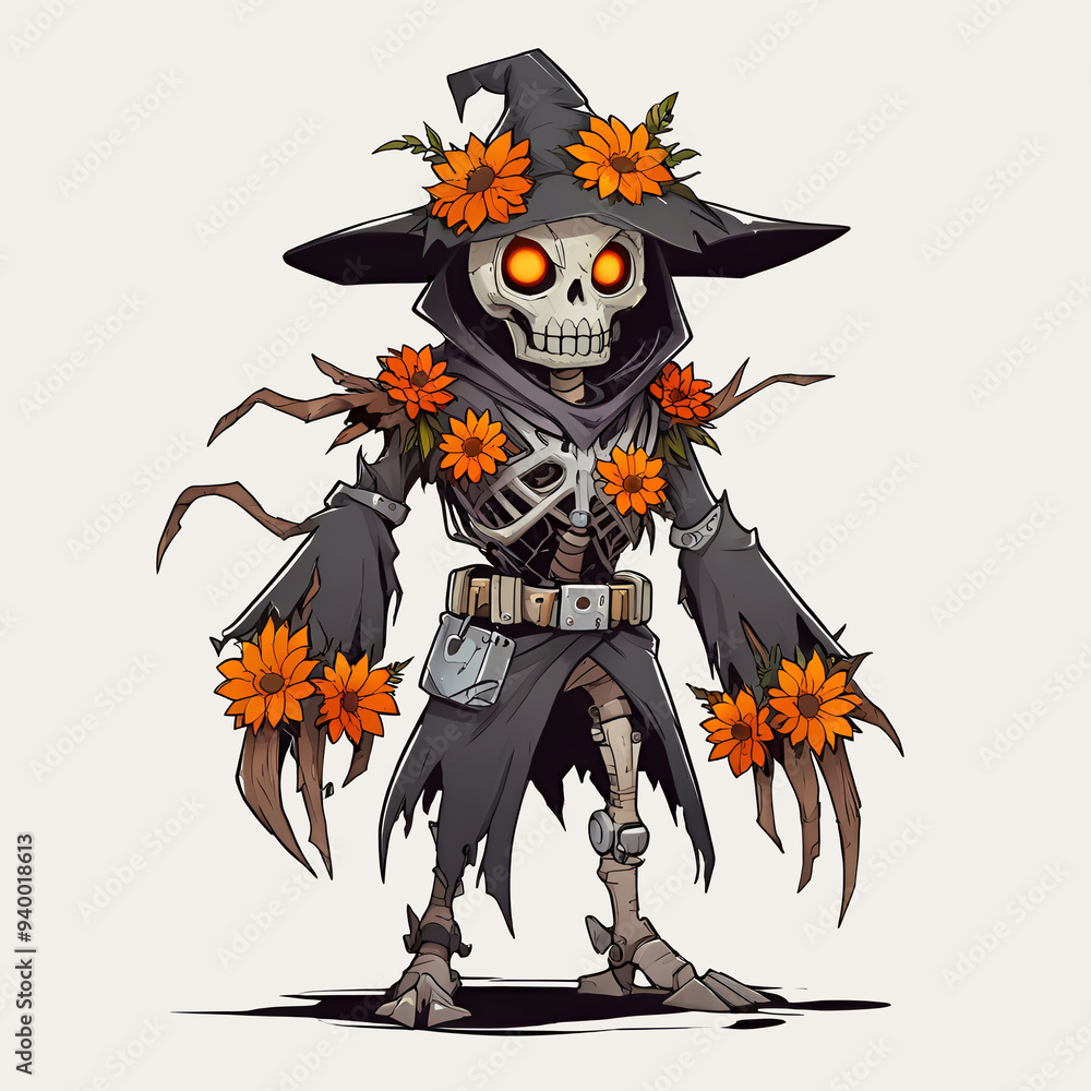 Skeleton in a Hat with Flowers Skeleton in a Hat with Flowers
