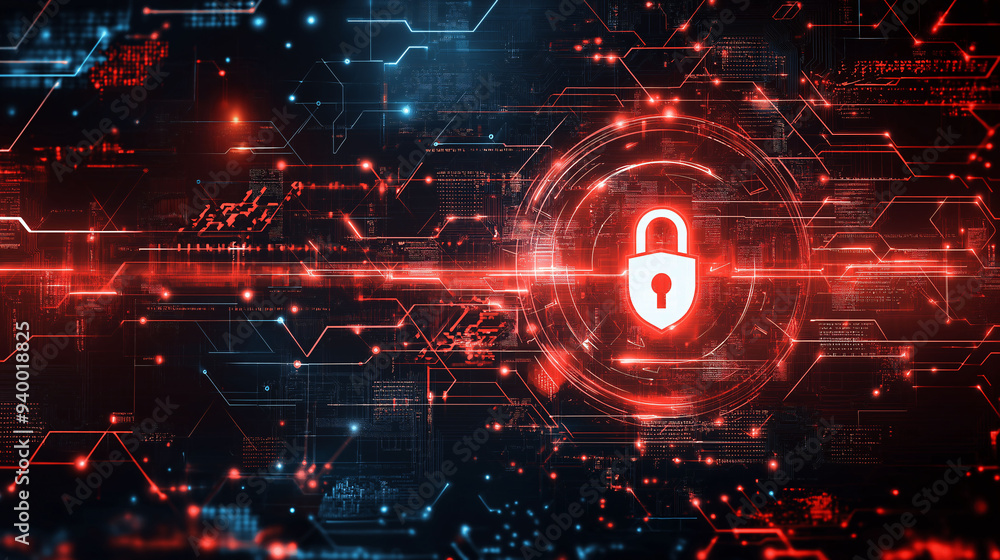 A digital wallpaper featuring an AI security app, showcasing a lock icon overlaid on a circuit board background, symbolizing protection and technology A digital wallpaper featuring an AI security app, showcasing a lock icon overlaid on a circuit board background, symbolizing protection and technology