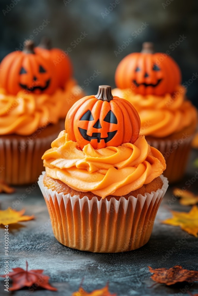 Seasonal Pumpkin Swirled Cupcakes with frosting and decorative pumpkins on top, halloween party theme food ideas for kids or adults Seasonal Pumpkin Swirled Cupcakes with frosting and decorative pumpkins on top, halloween party theme food ideas for kids or adults