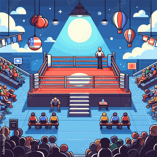 boxing arena sport champion illustration