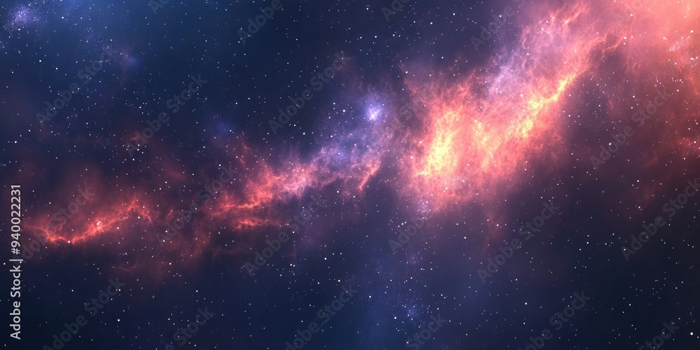 Abstract background of space featuring a 3D cartoon rendering of a nebula and sparkling stars Abstract background of space featuring a 3D cartoon rendering of a nebula and sparkling stars