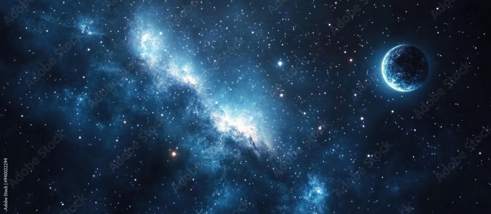 Beautiful starry sky featuring highlights and a nebula in a 3D cartoon rendering Space background Beautiful starry sky featuring highlights and a nebula in a 3D cartoon rendering Space background