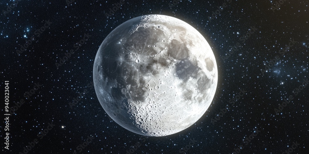 Fototapeta premium Cartoon rendering in 3D of a super moon