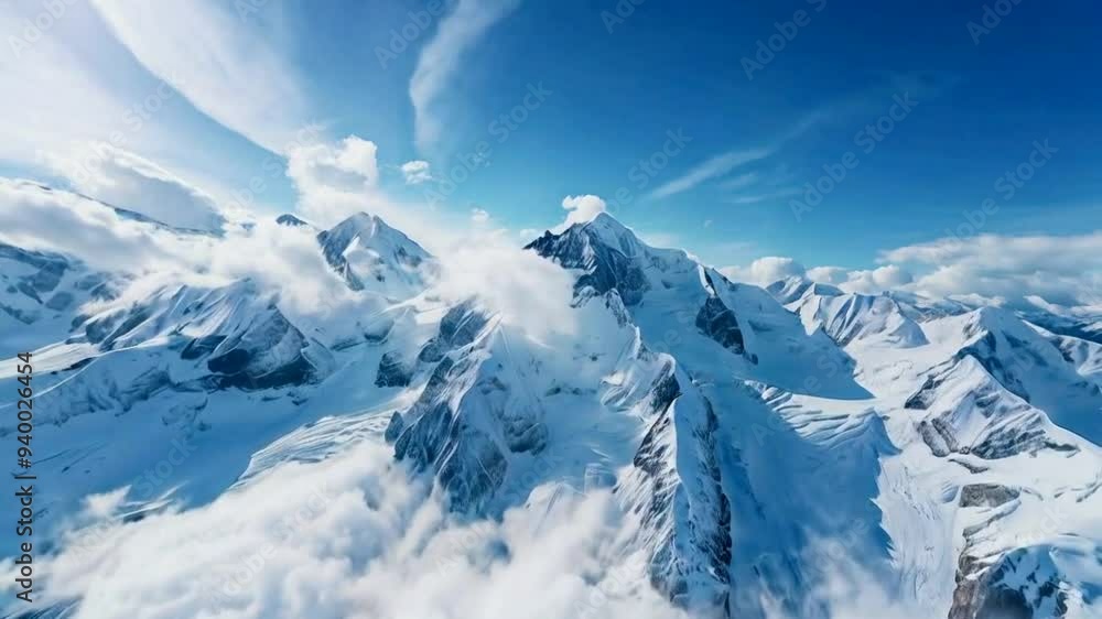 Drone View of Ice-Covered Mountain Drone View of Ice-Covered Mountain
