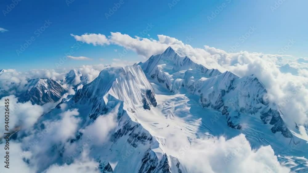 Drone View of Ice-Covered Mountain Drone View of Ice-Covered Mountain
