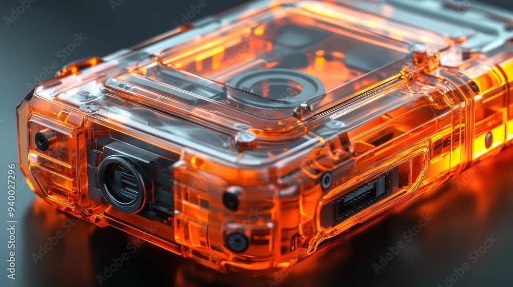 Orange Transparent Camera Housing with Glowing Interior Orange Transparent Camera Housing with Glowing Interior