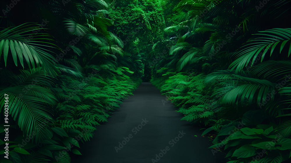 Fototapeta premium Aerial View Road The Middle Forest