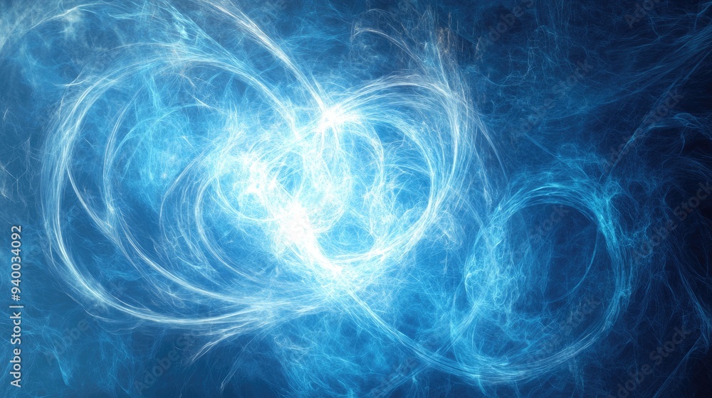 Abstract background featuring intricate swirling energy lines with a magical glowing light effect against a blue backdrop Abstract background featuring intricate swirling energy lines with a magical glowing light effect against a blue backdrop