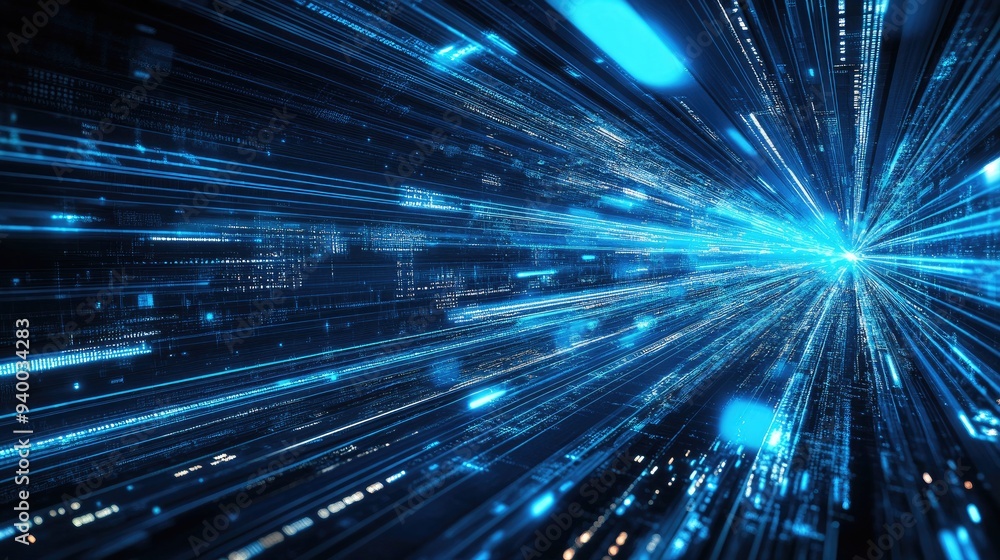 Abstract blue cyber security concept with a digital circuit representing futuristic technology and high speed internet featuring motion blur for a dynamic visual effect Abstract blue cyber security concept with a digital circuit representing futuristic technology and high speed internet featuring motion blur for a dynamic visual effect