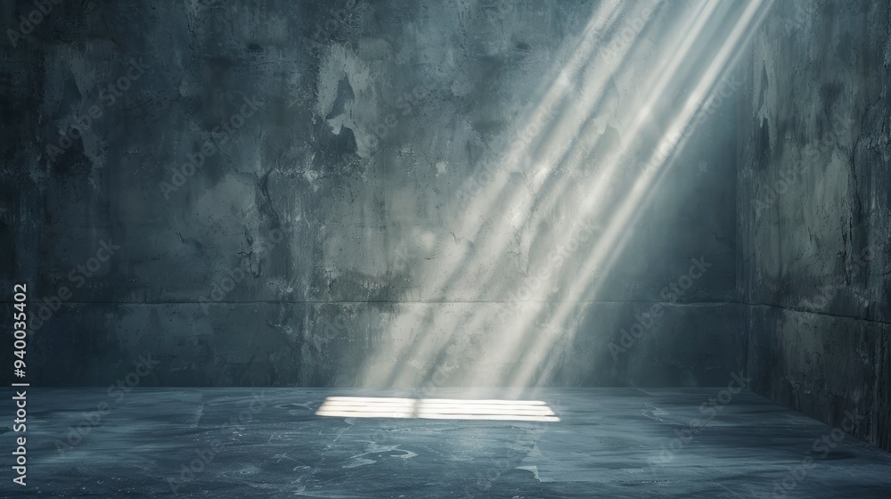 Dramatic diagonal light ray falling on room wall backdrop, ai Dramatic diagonal light ray falling on room wall backdrop, ai