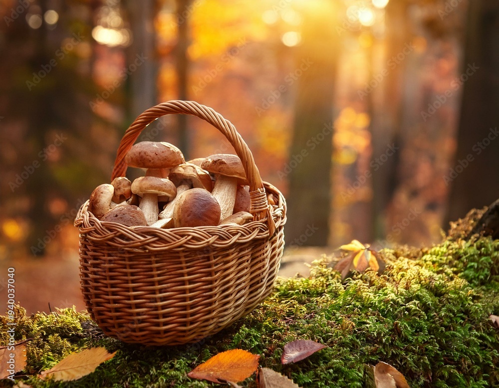 mushrooms in the basket mushrooms in the basket
