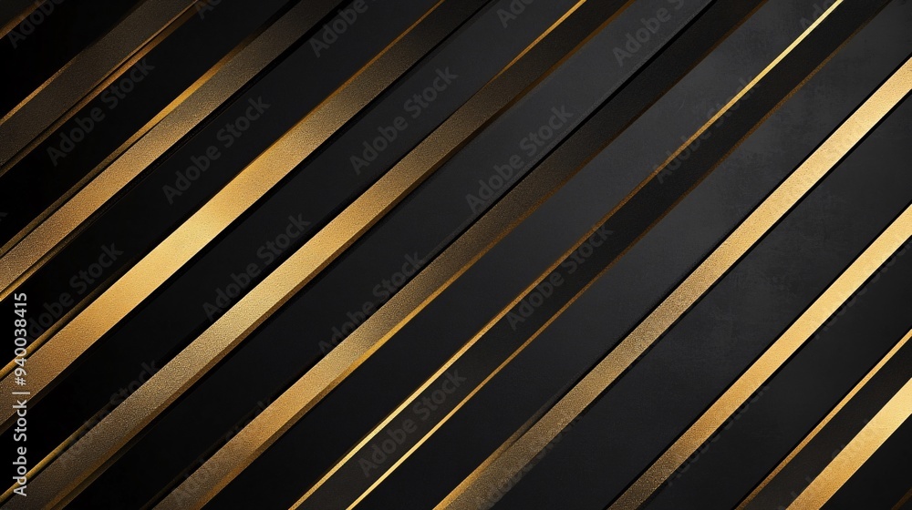 Obraz premium Black background with subtle gold diagonal stripes