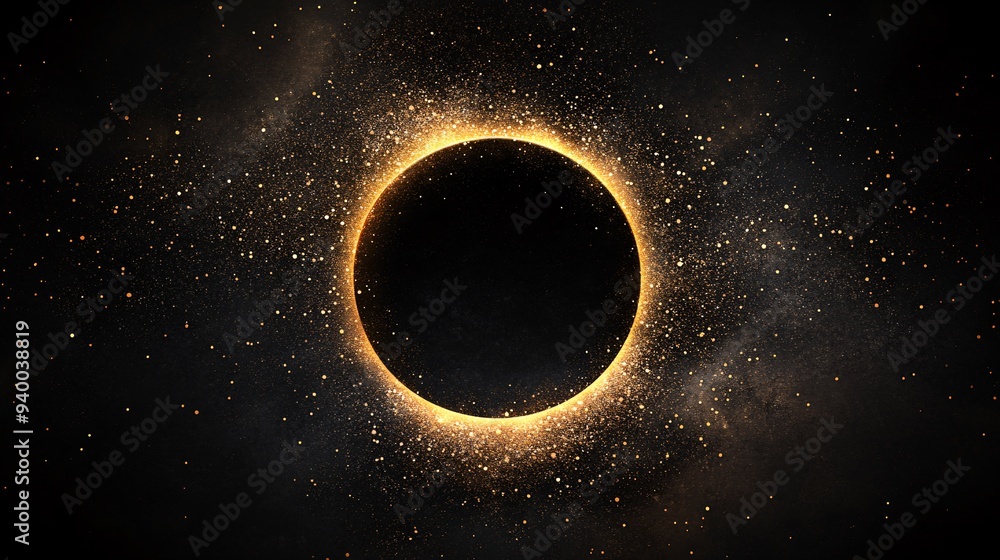 Fototapeta premium Black background with a soft gold halo effect in the center