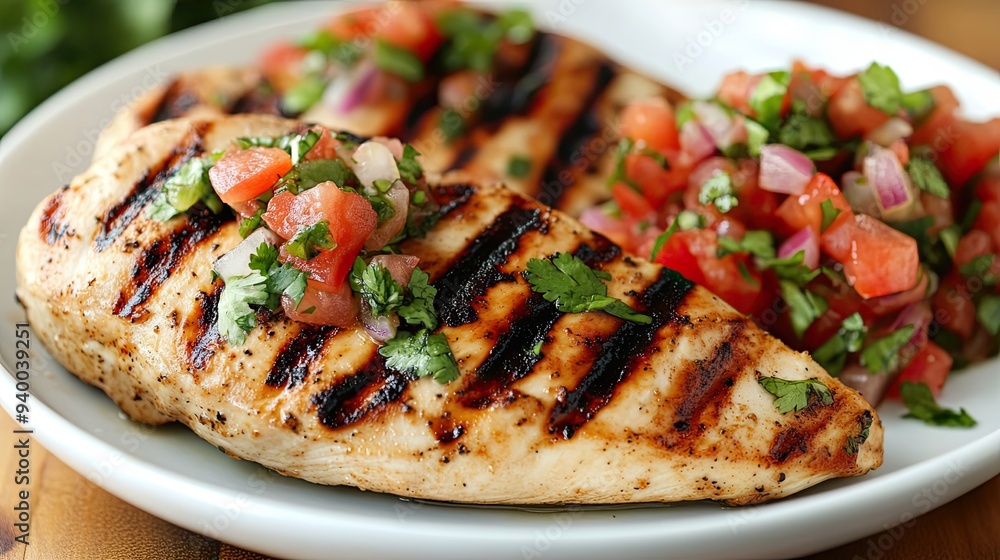 Grilled Chicken Breast with Salsa and Cilantro Grilled Chicken Breast with Salsa and Cilantro