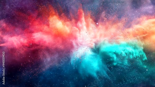 Wallpaper Mural Colorful powder explosion effect on black background Torontodigital.ca