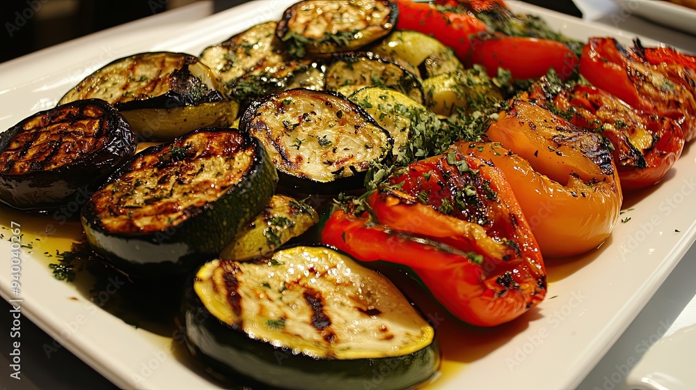 Grilled Vegetables on a White Plate Grilled Vegetables on a White Plate