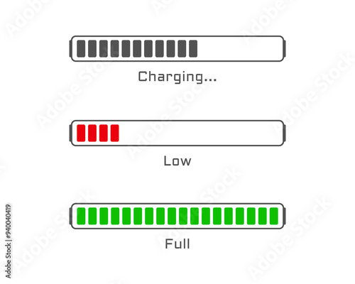 Collection Loading bar status icon. Vector illustration. Set of vector loaded icons. Download progress. Donload or Upload.