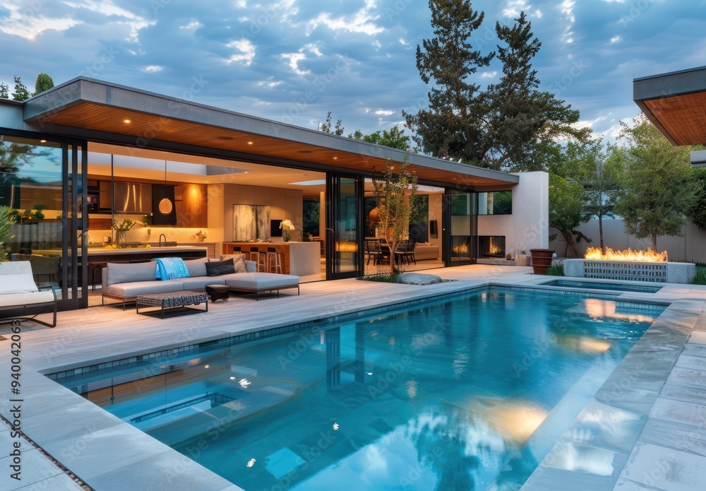 Obraz premium Modern Poolside Oasis