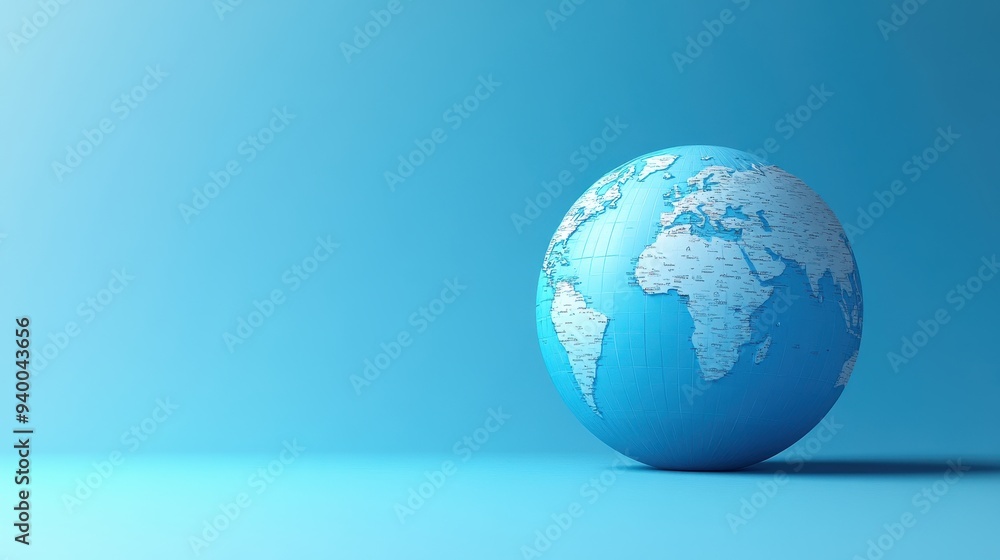 Blue Earth Globe on Blue Background Blue Earth Globe on Blue Background