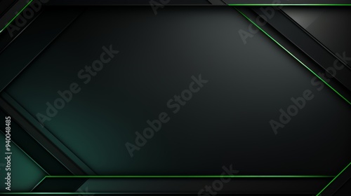 Obraz na płótnie Abstract Green & Black Geometric Background,A sleek and modern design featuring a dark black background with a vibrant green geometric pattern. Perfect for minimalist and tech-inspired projects. w salonie