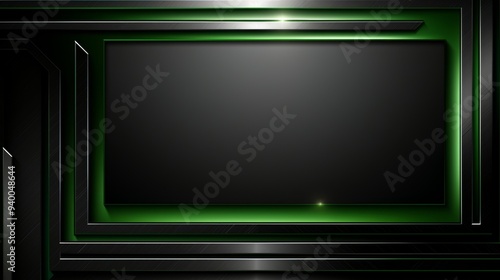 Abstract Green and Black Metallic Frame 