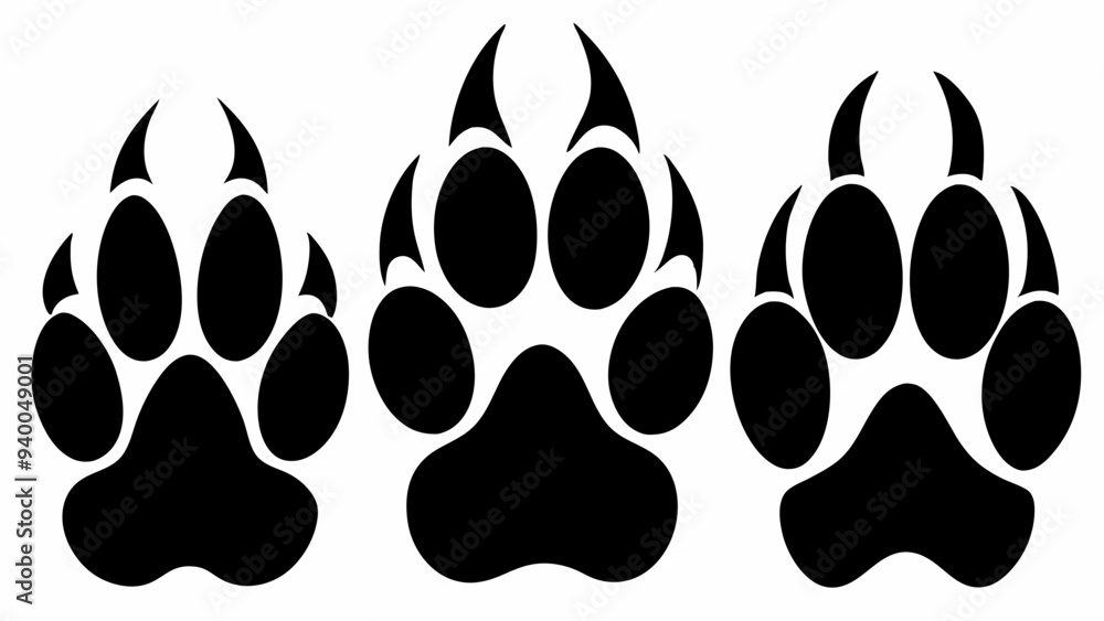 Fototapeta premium Different animal paw silhouette vector illustration