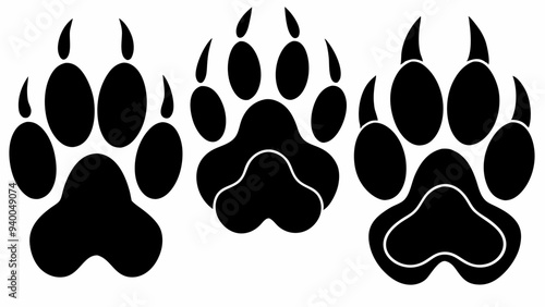 Different animal paw silhouette vector illustration