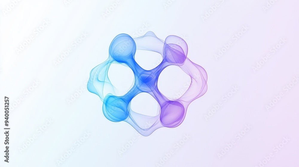 A blue and purple molecule with a white background A blue and purple molecule with a white background