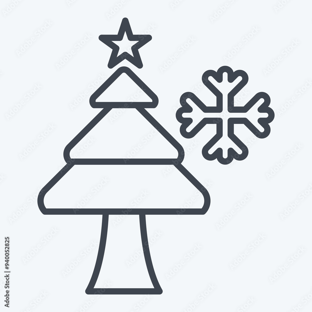Icon Christmas Tree. related to Winter symbol. line style. simple illustration Icon Christmas Tree. related to Winter symbol. line style. simple illustration