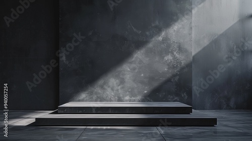Modern Minimalist Podium in Dramatic Lighting