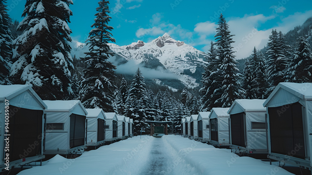 Fototapeta premium Aerial View Snow Covered Mountain