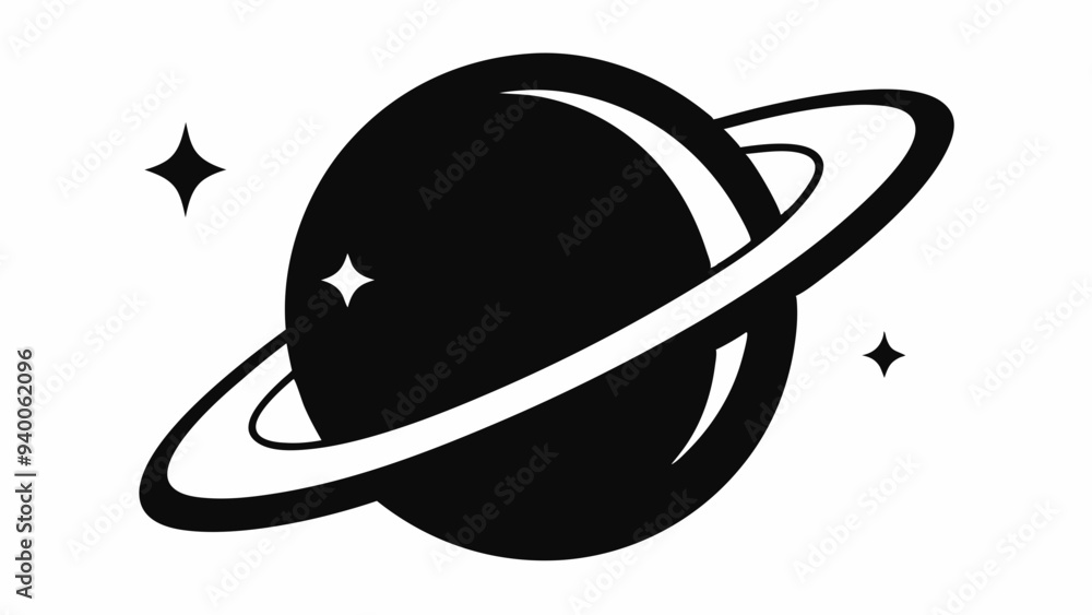 Planet Saturn with planetary ring vector, cosmos and planet silhouette Planet Saturn with planetary ring vector, cosmos and planet silhouette
