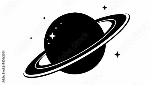 Saturn icon, Saturn with sparkle silhouette, cosmos and planet, Saturn silhouette vector 
